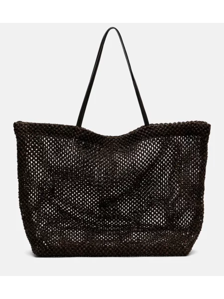 Geanta de piele The Row din piele maro