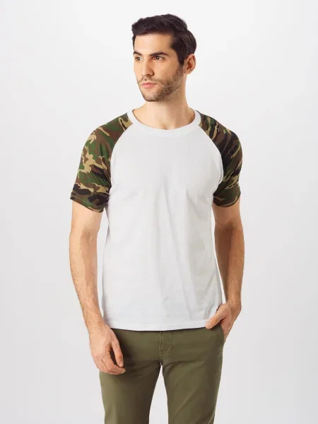 Urban Classics Tricou oliv maro alb