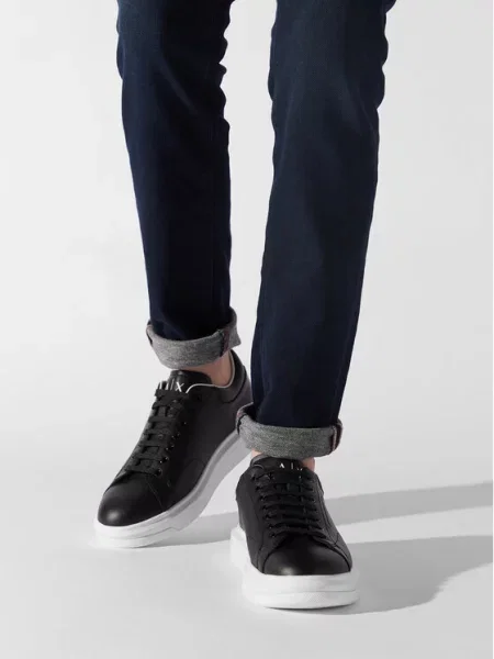 Sneakersy Armani Exchange skórzane czarne