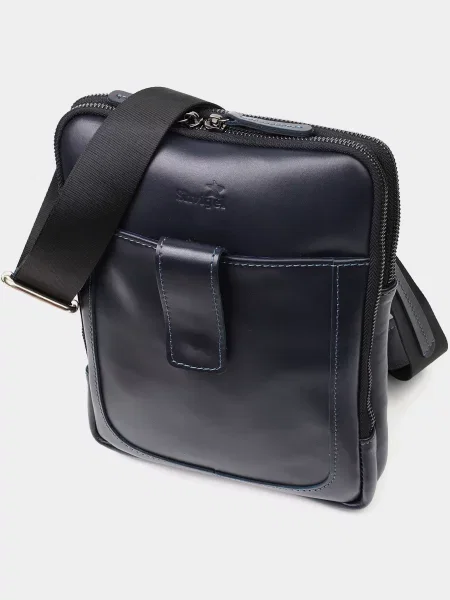 Кожаная сумка через плечо Shvigel синяя