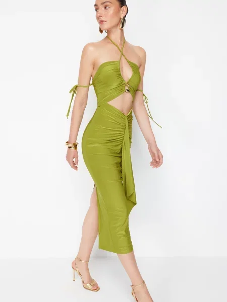 Rochie de seară Trendyol tricotate eleganta verde