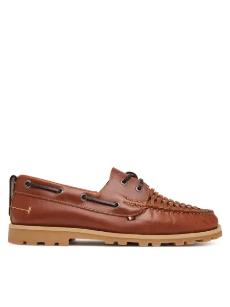 Tommy Hilfiger Pantofi Hilfiger Braided Lth Boat Shoe maro