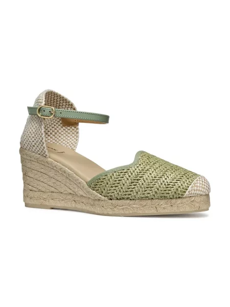 Geox espadryle D GELSA LOW turkusowy na koturnie zielone