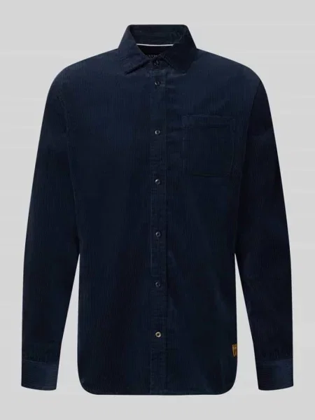 Koszula o kroju regular fit z sztruksu z brustaszą Scotch & Soda granatowa