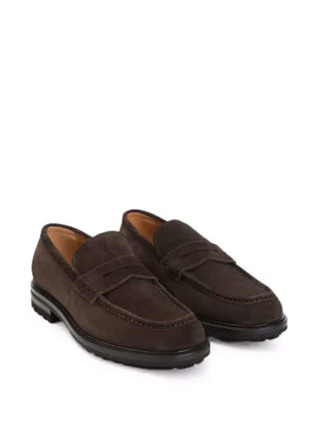 Pantofi loafer Kiton din piele de căprioară maro