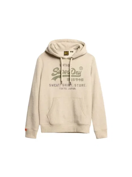 Bluza z kapturem Superdry retro z logo beżowa