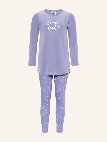 Petit Bateau Pyžamo Z Veluru fialová bílá