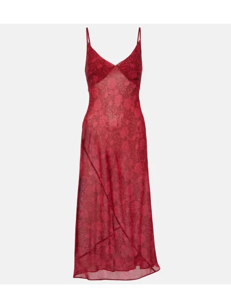 Rochie Dries Van Noten cu model floral de costum roșu
