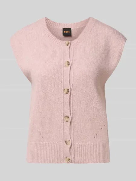 Kamizelka o kroju relaxed fit z dzianiny z dodatkiem wełny i wełny z alpaki model ‘FOLDERIO’ Boss Orange różowa