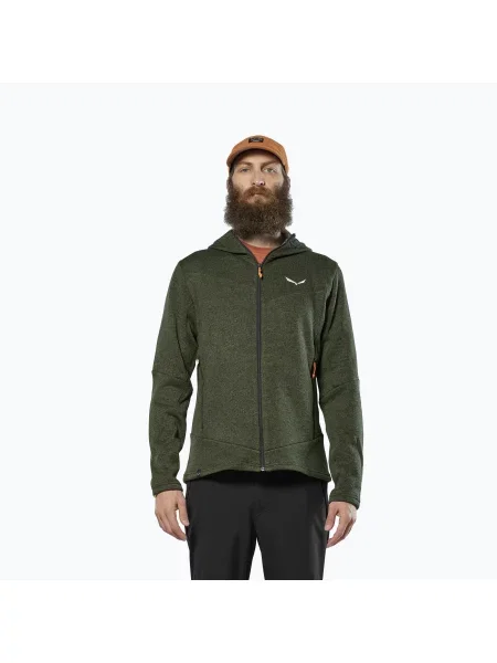 Treková mikina Salewa Puez Rocca Polarlite Hood dark olive zelená