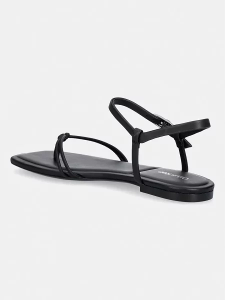 Calvin Klein sandały SQUARE FLAT SANDAL STRAP LTH czarne