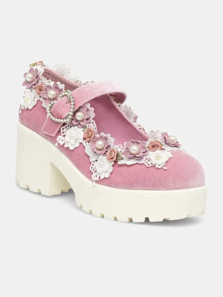 Обувки с дебел Koi Footwear Tira Pink Mary Janes ‘Fairy Powder Edition’ с дебел розово