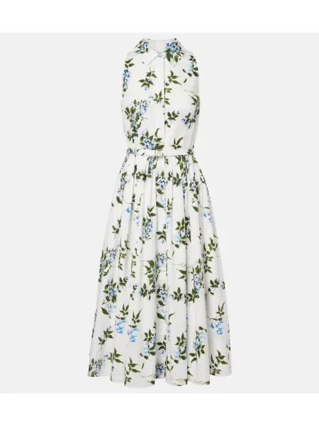 Cu centură rochie tip cămașă Emilia Wickstead cu model floral alb