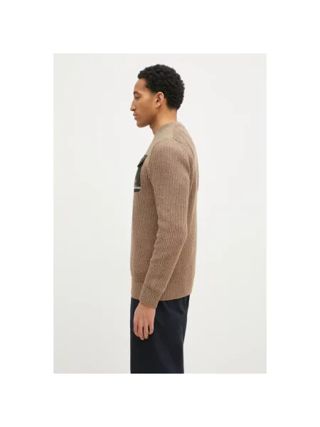 Baracuta sweter wełniany Barbour x Baracut Miller Knit ciepły beżowy