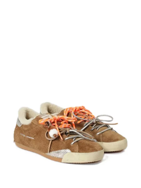 Sneakerși Crime London din piele de oaie maro