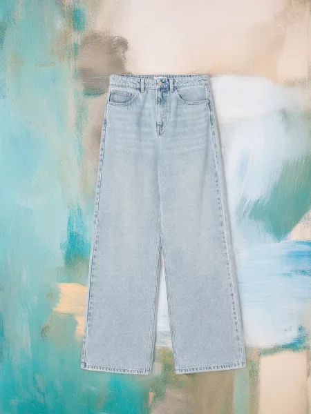 Джинси wide leg синій