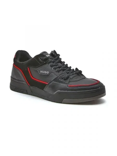 HUGO Sneakers tornacipő Seth Tenn bőr hozzáadásával fekete