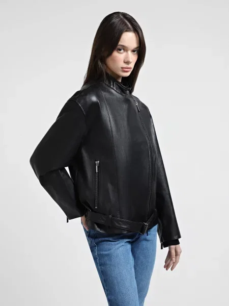 Шкіряна Шкіряна куртка Emporio Armani чорний