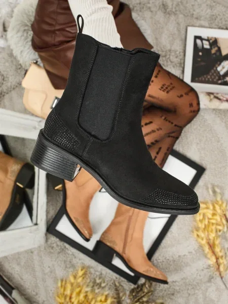 Боти до глезена Resti с кристали черно