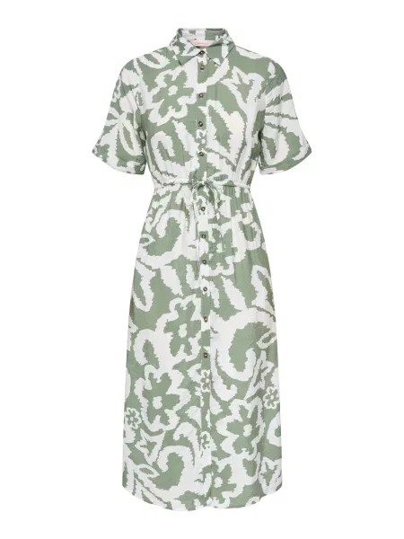 ONLY Dolga srajca ONLPERI temno zelena bela