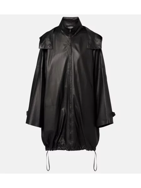 Palton The Row din piele negru