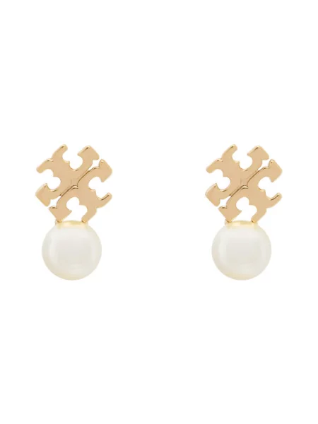 Tory Burch Fülbevaló LOGO AND PEARL STUD EARRINGS Arany