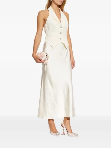 Rochie midi Self-portrait din satin cu gât halter