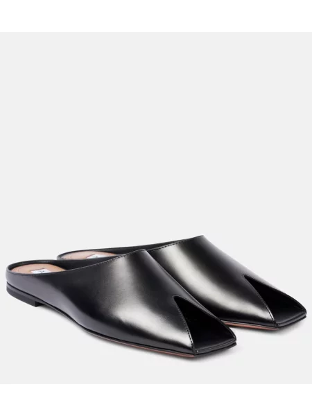Papuci tip mules Alaïa din piele negru