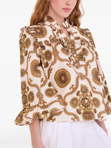 Top Cara Cara cu model floral cu imagine alb