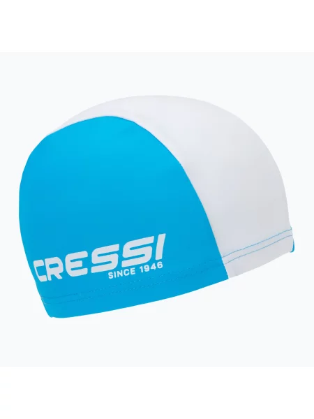 Детска шапка за плуване Cressi Tago лазурно/бяло бяло