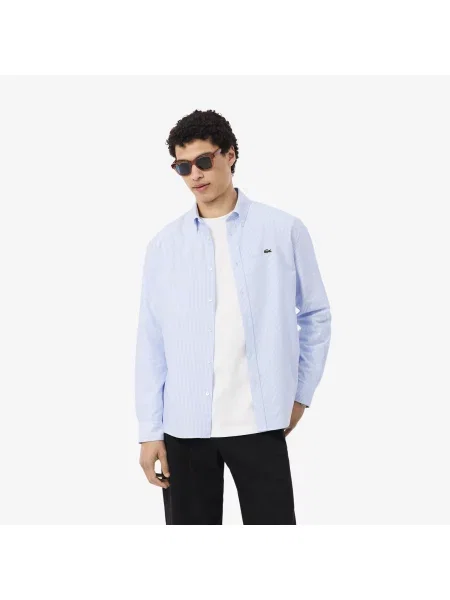 Lacoste Koszula Oxford W Paski Regular Fit niebieski