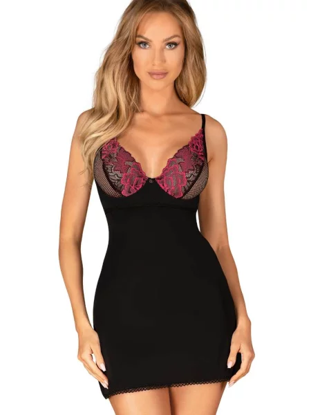 Эротическая сорочка с трусиками стринг Комплект_Obsessive_Rosenty_chemise