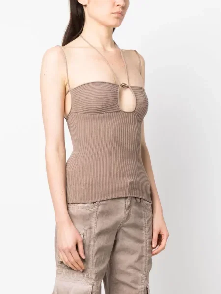 Pleteni top Blumarine ular vrat smeđa