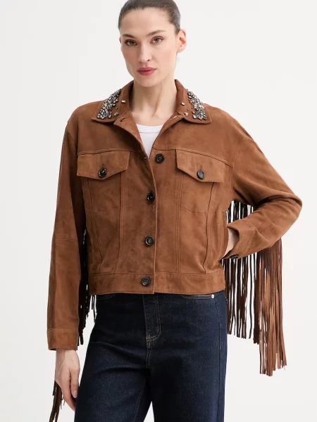 ERMANNO Firenze krótka kurtka zamszowa brązowa