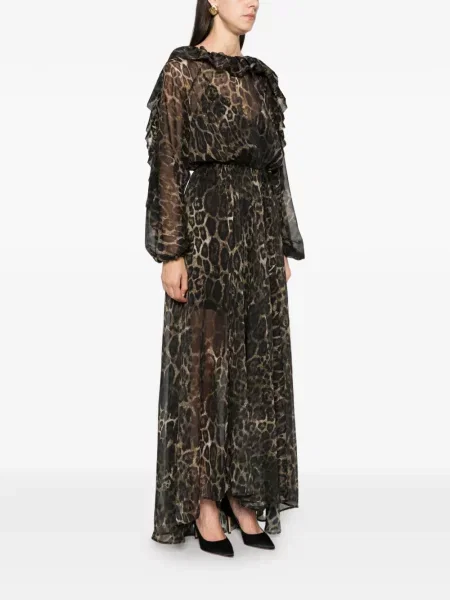 Rochie maxi Just Cavalli cu imagine cu model leopard negru