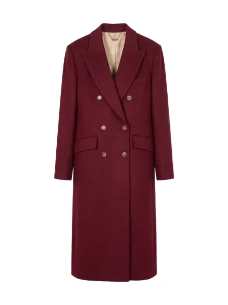 GOBI Cashmere Palton de primăvară-toamnă Double-Breasted Long Coat bordeaux roșu