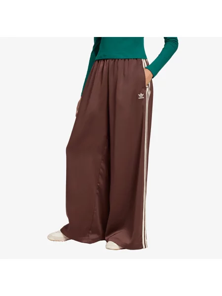 Adidas Долнище анцуг adicolor Satin Wide Leg кафяв