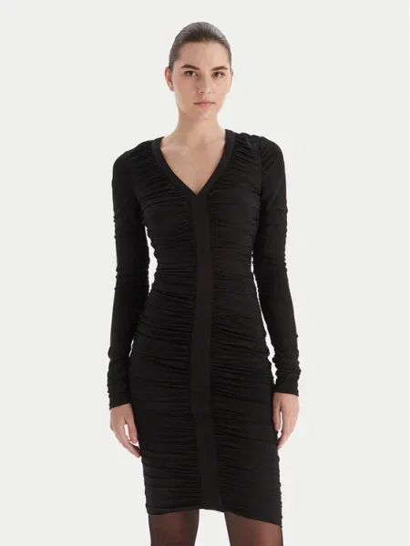 Рокля Marciano Guess AMELIA дълга с кройка по тялото черно