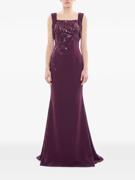 Rochie maxi Saiid Kobeisy cu paiete drapată violet
