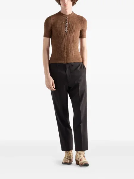 Pantaloni Prada de lână maro
