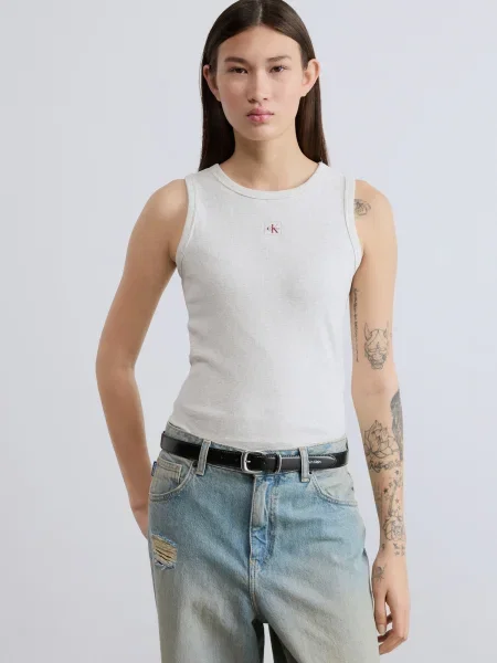 Top din denim Calvin Klein Jeans bej