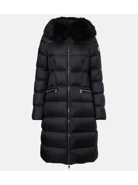 Haină din piele de oaie Moncler din piele de oaie negru
