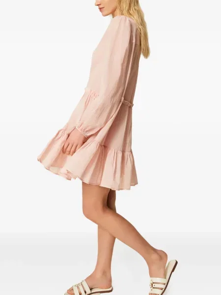Rochie tip cămașă Twinset cu volane de costum roz
