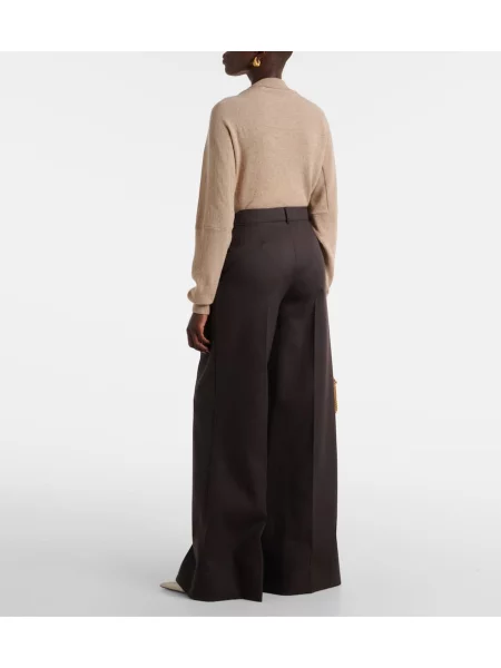 Pantaloni Stella Mccartney cu talie înaltă de lână maro