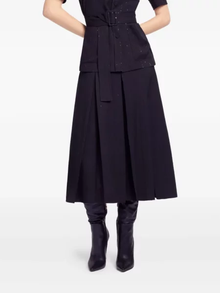 Fustă Elie Saab cu dungi din crep negru