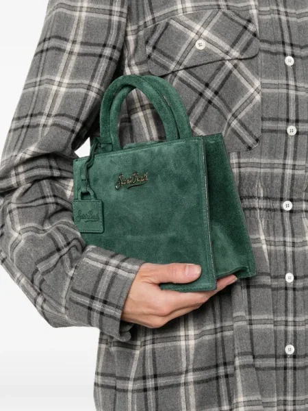 Geantă Mc2 Saint Barth din piele de căprioară verde