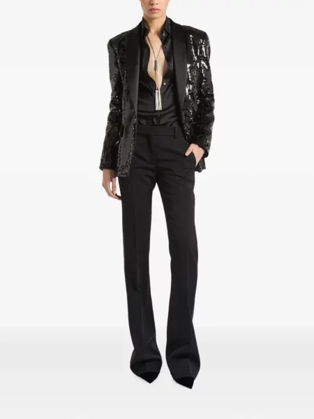 Geacă Balmain cu paiete din satin negru