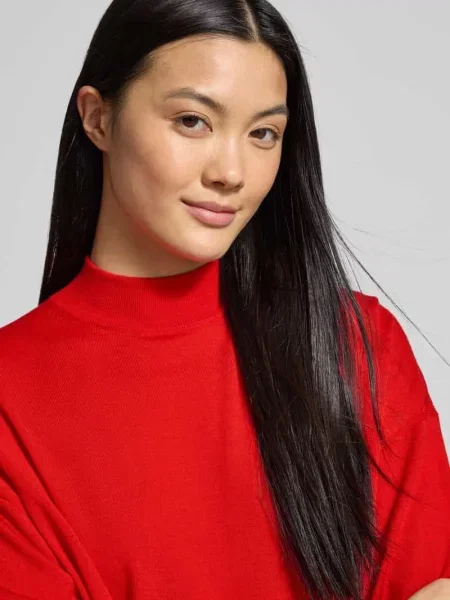 Sweter z dzianiny o kroju oversized ze stójką model ‘MATHISA’ Drykorn czerwony