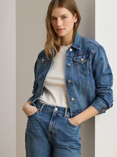 Lauren Ralph Lauren jachetă pentru femei din denim albastru