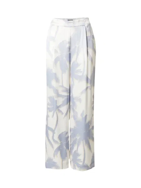 OUI Plisované nohavice krémová / svetlomodrá